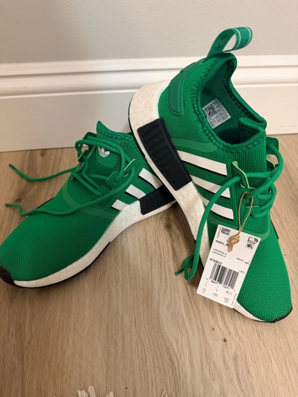 adidas men's Green NMD_R1 Sneakers with White Stripes